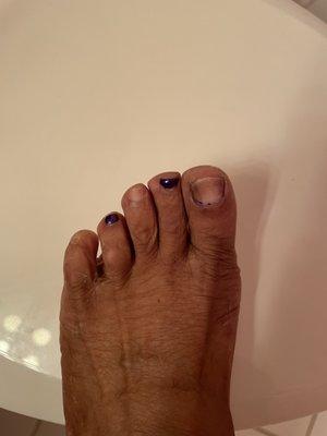 Gel pedicure the next day...polish peeled off!