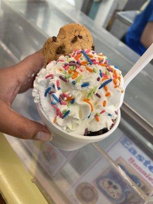 Cookie Monster with rainbow