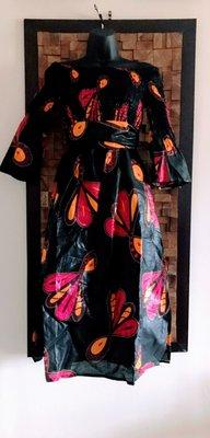 Black Orchid Ankara Print Ruched Dress