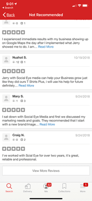 11 Yelp reviews from business owners I have worked with that are not showing up.  Likely due to not paying for advertising.