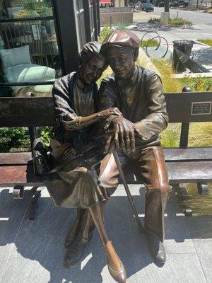 Love the granny and grandpa statues in front of store