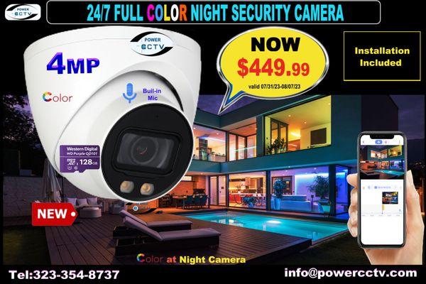 New 4MP color Night security camera with 125 GB SD card.