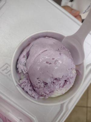 Ube and coconut swirl in a cup