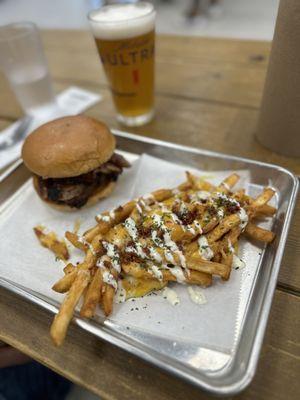 Smoked Brisket Sandwich with Loaded Cheese Fries