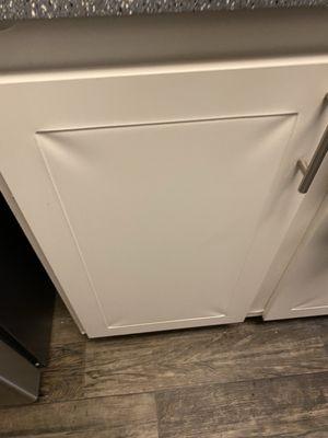 "NEW white painted cabinets" smh