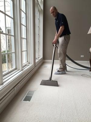 Hot water extraction with rinse on a carpet cleaning project in Winfield.