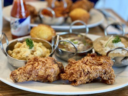 "Taste of New Orleans" ($24.95): 2 pcs chicken, cornbread, 3 sides