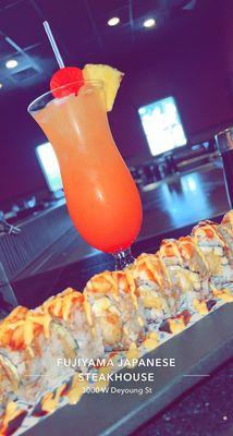 Mai tai and  Holiday Roll