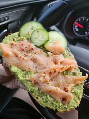 Smoked salmon avocado toast