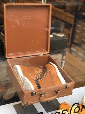 Vintage Red Wing Super Setter Sport Boots case in window display at Grown and Sewn/Red Wing Heritage NYC (November 2019)