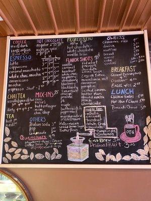 Menu as of May 2021