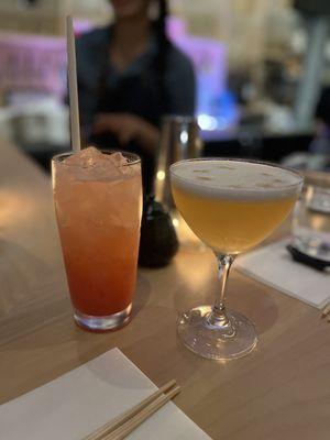 Mezcal cocktail and the yuzu nonalcoholic drink