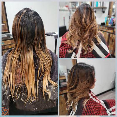 Balayage before and after by Sue