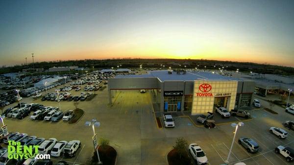 Sunset over the car lot