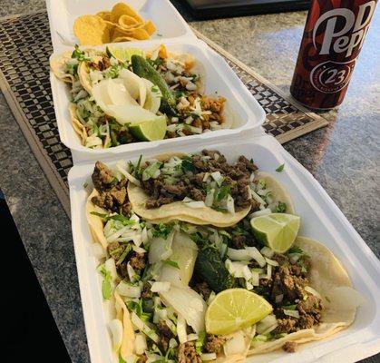 Carne asada + Adobada tacos