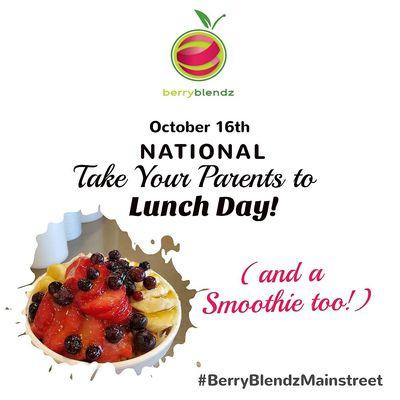 It's not only for schools. It's your turn to treat your parents to lunch today. We're sure they'll love a smoothie too!