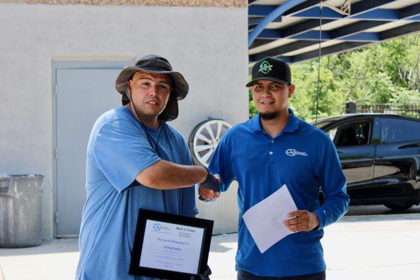 April Award Winner Jeffrey Lewis with GM Noel Ramirez.