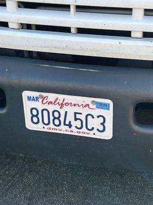 License plate of truck