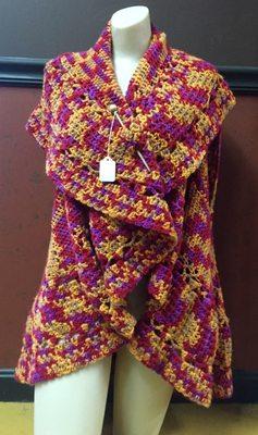 A hand knit vest made by one of our staff members, Vicky Kulger!