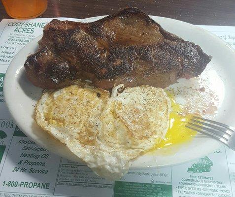 Steak and eggs for dinner