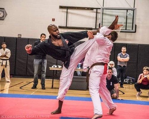 Master Frazier competing in his last Full Contact Karate Tournament.