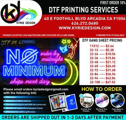 DTF PRINTING SERVICES