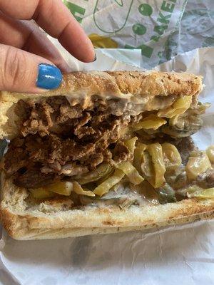 Steak & cheese with "extra" meat.