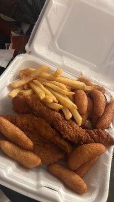 2 piece catfish w/ Fries & Baked Beans