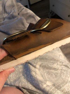 Damaged leather after first attempt at repair