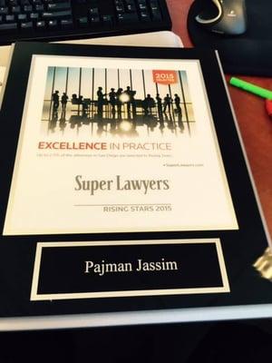 Pajman Jassim was named to the Super Lawyers Rating Service in 2015 and 2016 for his professional accomplishments.