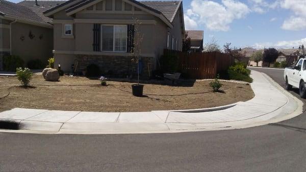 Dryscape, removed grass and leveled land.