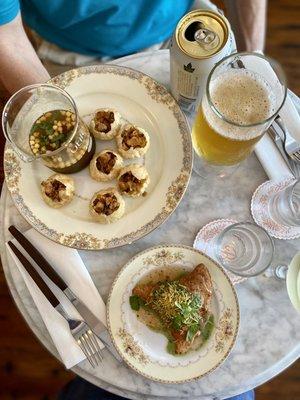 Samosa shack kitchen takeover- samosa and Pani Puri with beer and wine.