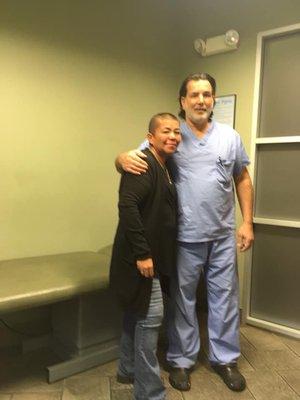 Dr. Blum and I after he removed my staples. I came all the way from Arizona. Thank you again from my family and I.