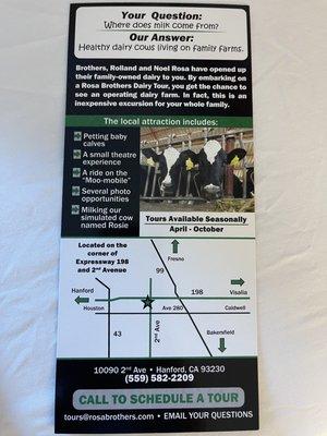 Dairy farm tour pamphlet