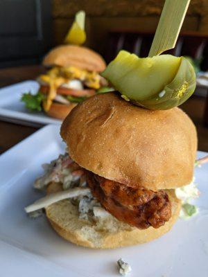 Buffalo chicken slider & cheeseburger slider