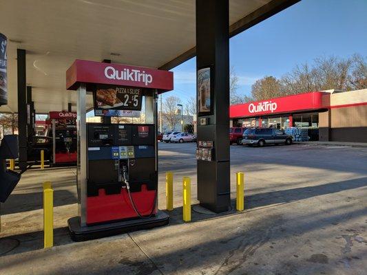 Outside. Gas station and convenience store storefront.