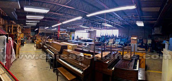 This is our Piano Hospital - home to pianos in need of help...and sometimes a dumpster.