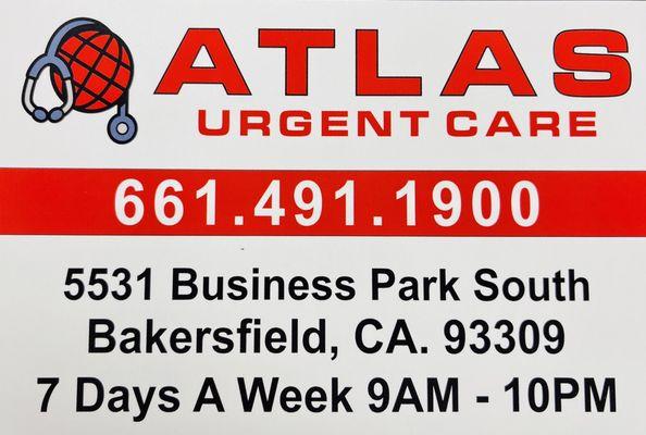 Atlas Urgent Care Business Card