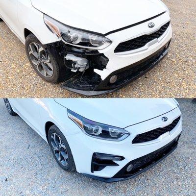 A little before and after of one we just finished up. We work with all insurance companies to get you the most for your repair.