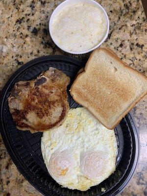 Papa Joe's Pork Chops and Eggs w/ Grits