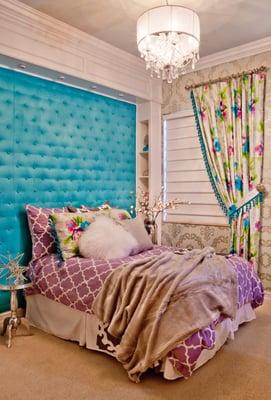 Teenage girl's bedroom design. Lively colors make this interior pop for an on-trend teen's room.