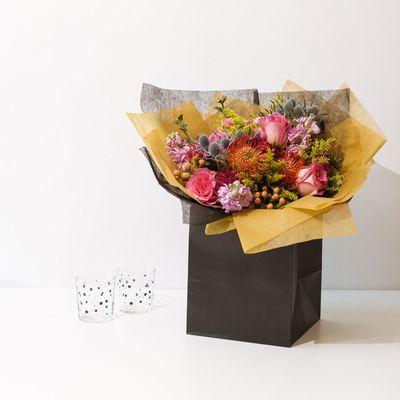 European style bouquet in a bag