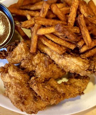 Chicken tenders with sweet potato fries