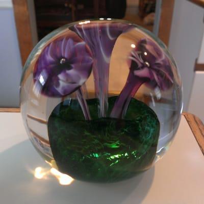 Glass paperweight with flowers I made, so cool!