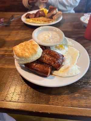 Country Breakfast with biscuit and gravy.