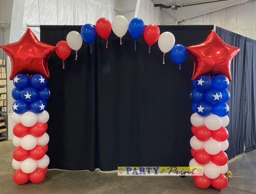 Patriotic Balloon Arch. String of Pearl arch. Red, white and blue. Great for 4th of July or Veterans