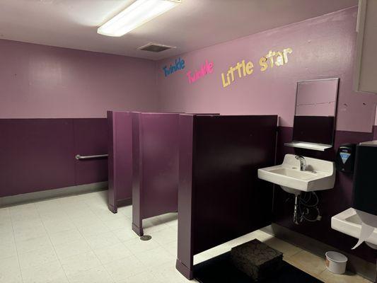 Girls bathroom, boys also have their own bathroom