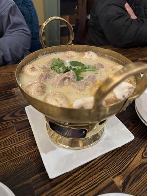 Coconut shrimp and mushroom soup