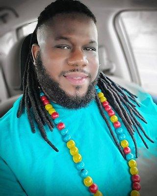 This gentlemen has 77, 10 inch small to medium handmade loc extensions.