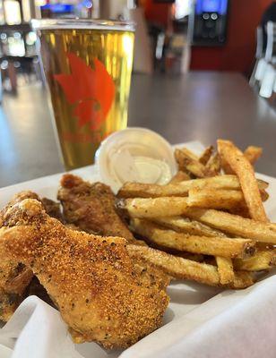 Spicy Lemon Pepper bone-in wings, beer meal deal